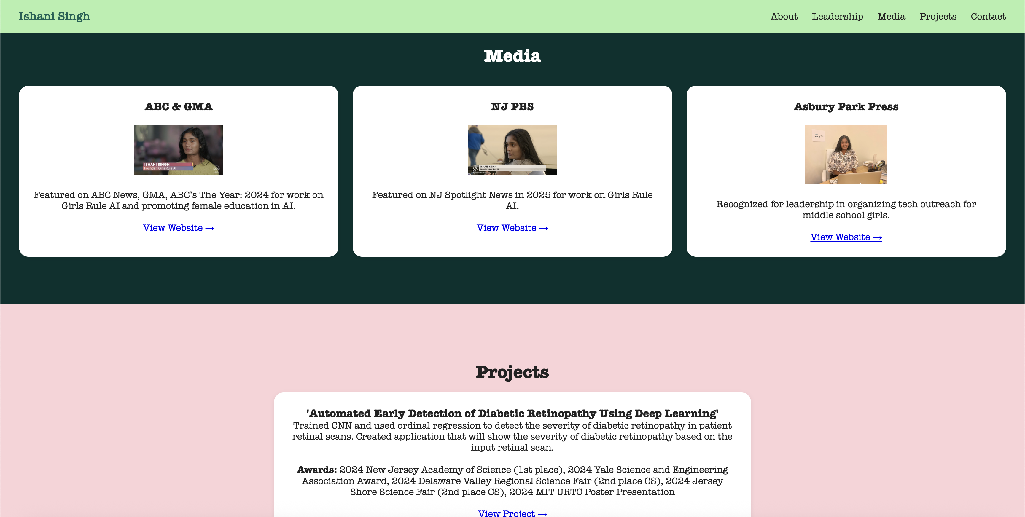 Further down on Ishani's portfolio